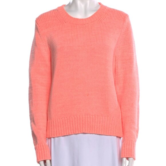 WHITE + WARREN Neon Coral Open Knit Sweater - size Large - Picture 1 of 7